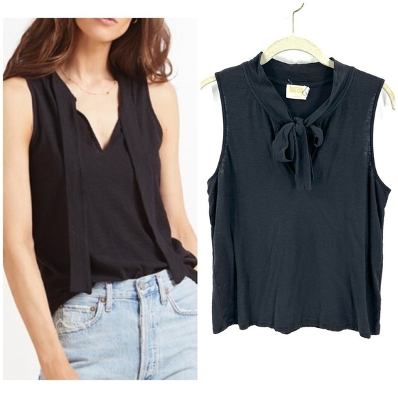 Nation LTD Tops - Nation LTD Lana Tie Tank Top Size Large Pima Cotton Sleeveless Shirt Black